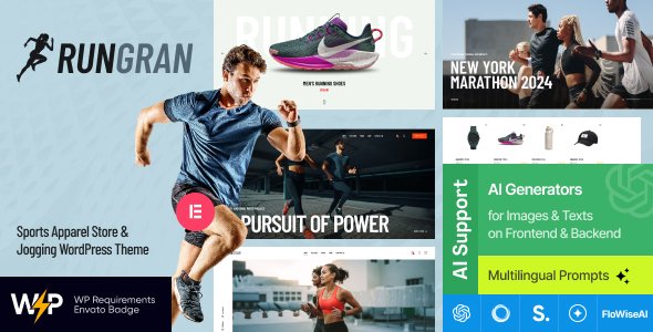 Run Gran | Sports Apparel & Gear Store WordPress Theme