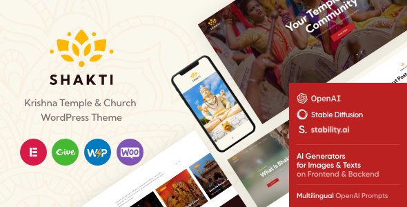 Shakti - Ashram & Religion Krishna Temple WordPress Theme