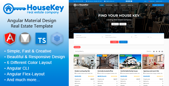 HouseKey - Angular 21 Material Design Real Estate Template