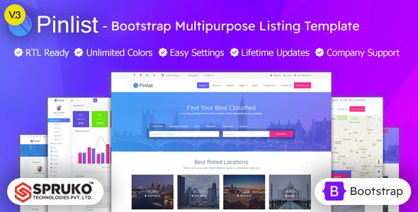 Pinlist - Directory, Classifieds and Jobs Multipurpose Bootstrap5 HTML5 Listing Template