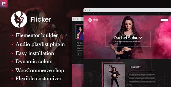 Flicker – Musician WordPress Elementor Theme