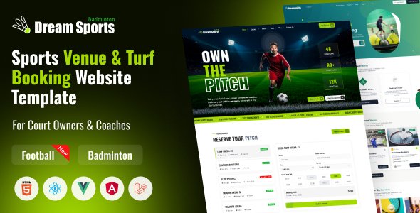 Dream Sports - Soccer & Sports Venue and Turf Booking Website Template