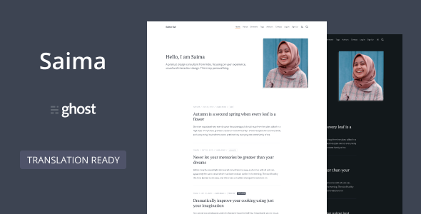 Saima - Ghost Theme for Personal or Professional Blog