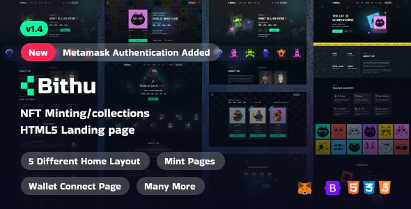 Bithu - NFT Minting/Collection Landing Page HTML5 Template