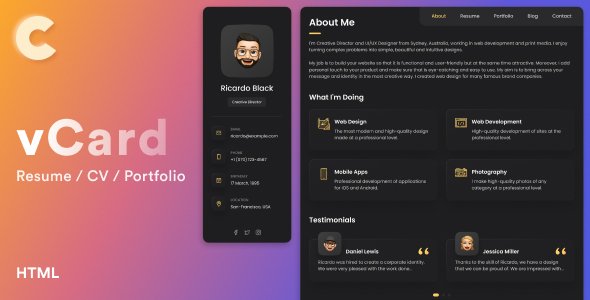 vCard – HTML5 Resume / CV / Portfolio