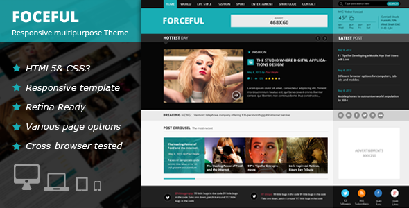 ForceFul - HTML5 Magazine Website Template