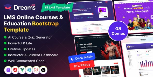 Dreams LMS - Online Course & Learning Management Website Frontend Template