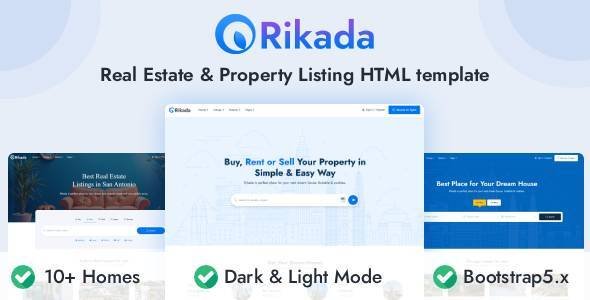 Rikada - Modern Real Estate HTML Template with Light & Dark Mode
