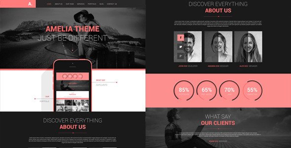 Amelia - One Page PSD Portfolio Template