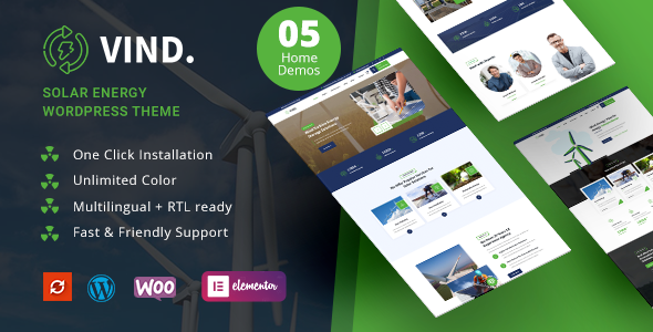 Vind - Solar Energy WordPress  Theme