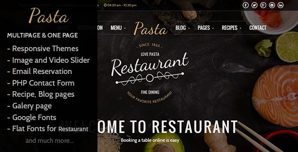 Pasta - Restaurant HTML Responsive Template