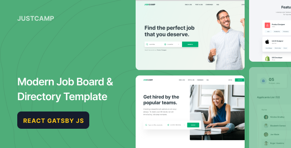 Justcamp - Gatsby JS Job Board & Directory Template