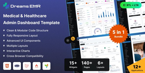 Dreams EMR - Hospital and Medical Records Management PHP Admin Template (Laravel & CodeIgniter)