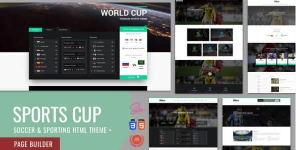Sports Cup, Soccer Html Theme + Page Builder