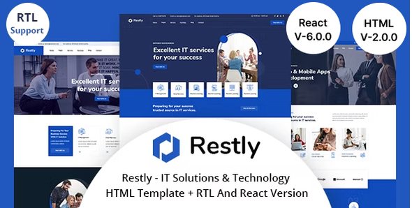 Restly – IT Solutions & Technology HTML And  React Template + RTL