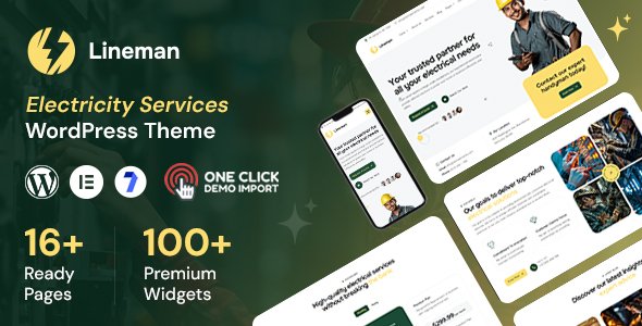 Lineman - Electrician Services WordPress Theme