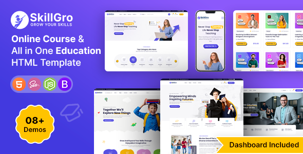 SkillGro - Online Courses & Education Template