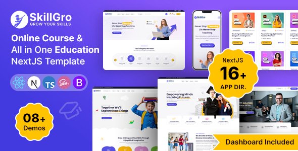 SkillGro - Online Courses & Education React NextJS Template