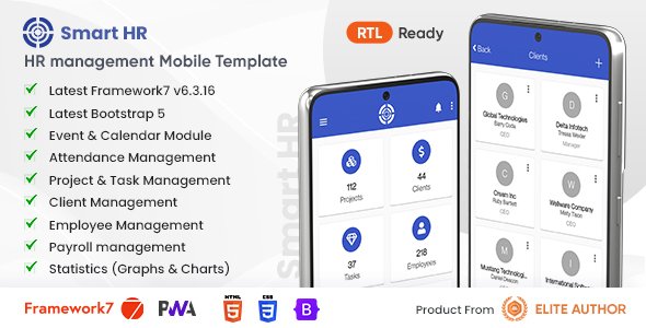 SmartHR - HR and Payroll Management PWA Mobile App Template