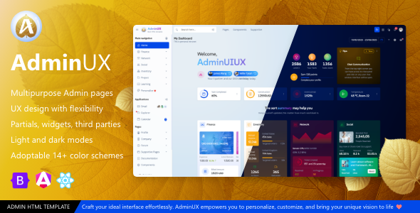AdminUX  | Admin UI UX Multipurpose Dashboard Bootstrap 5 template and Angular 21 React Starter