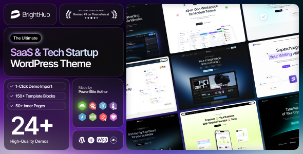 BrightHub - SaaS & Tech Startup WordPress Theme