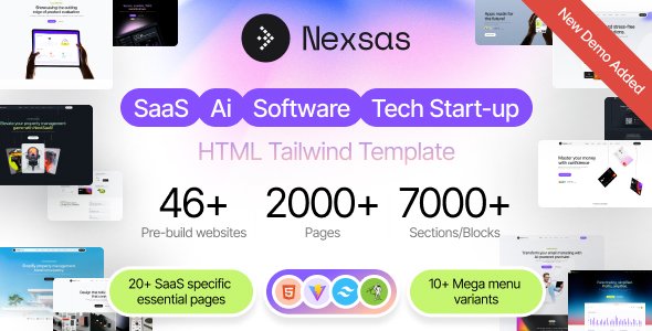 Nexsas | SaaS & AI Startup Tailwind Template