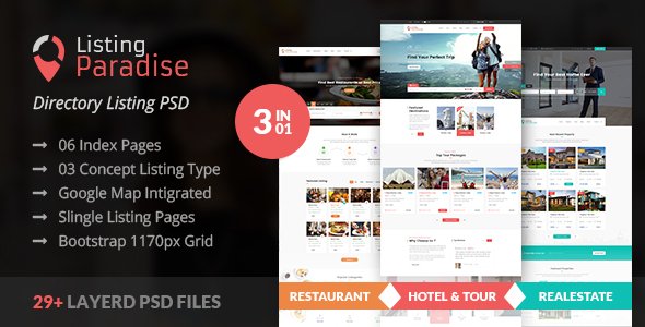 Listing Paradise Directory PSD Template