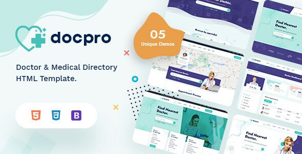Docpro – Doctors directory and Book Online template