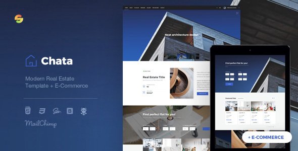 Chata - Modern Real Estate / Architecture Template + E-Commerce