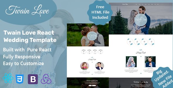 Twain Love - Responsive React Wedding Template