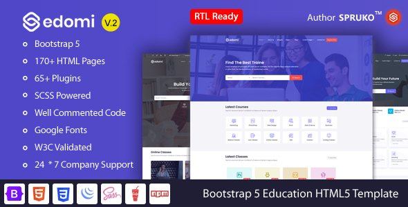 Edomi - Bootstrap 5 Education, Learning Courses HTML Template