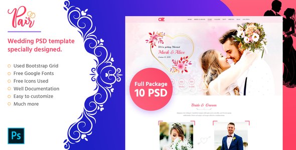 Pair - Wedding PSD Template