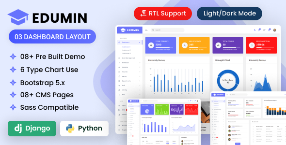 EduMin - Django Education Admin Dashboard Bootstrap Template