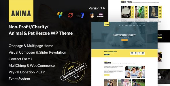 Anima - WordPress Non-Profit Charity Theme for Pet Rescue and Animal Shelter